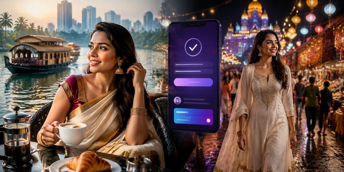 Night market with mobile payment in Kerala backwaters